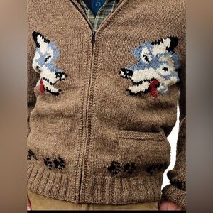 Mary maxim design Cowichan sweater wolfs vintage style handmade